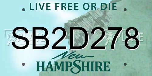 SB2D278 New Hampshire License Plate