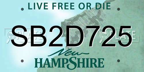 SB2D725 New Hampshire License Plate