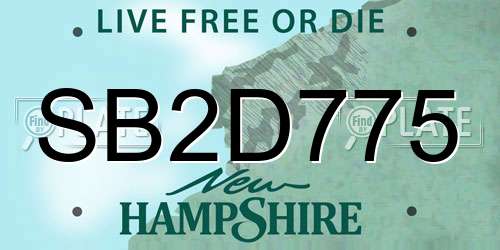 SB2D775 New Hampshire License Plate