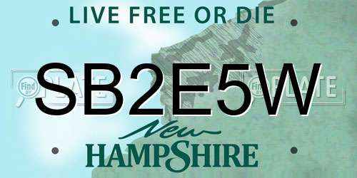 SB2E5W New Hampshire License Plate