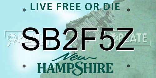 SB2F5Z New Hampshire License Plate