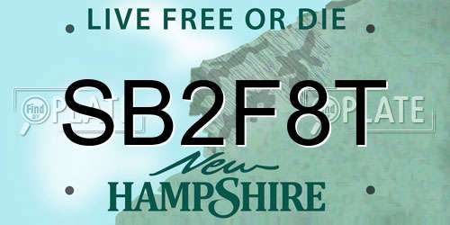 SB2F8T New Hampshire License Plate