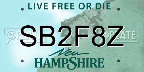 SB2F8Z New Hampshire License Plate