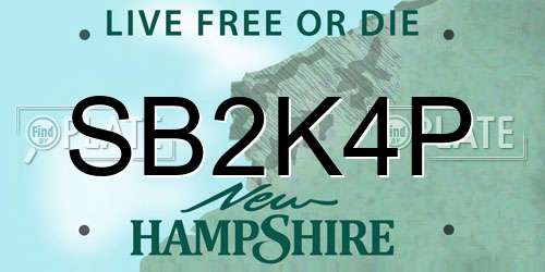 SB2K4P New Hampshire License Plate