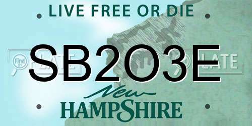 SB2O3E New Hampshire License Plate
