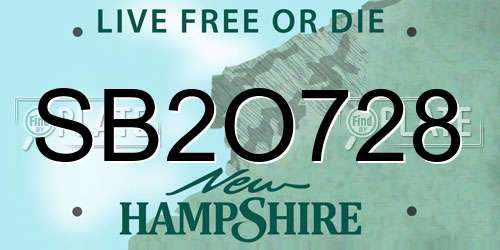 SB2O728 New Hampshire License Plate