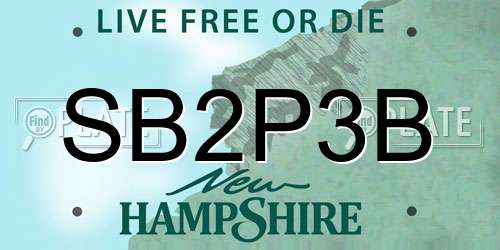 SB2P3B New Hampshire License Plate