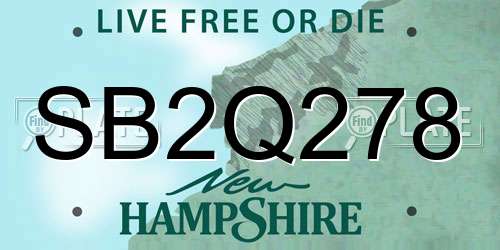 SB2Q278 New Hampshire License Plate