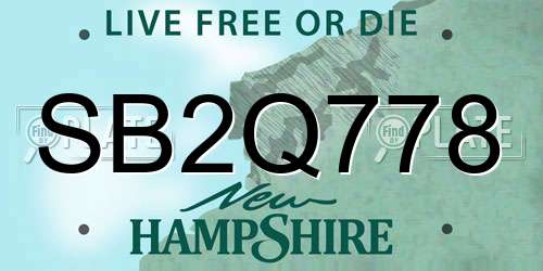 SB2Q778 New Hampshire License Plate