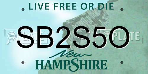 SB2S5O New Hampshire License Plate