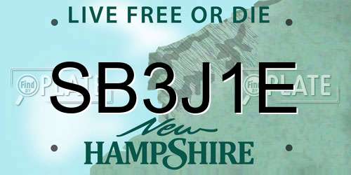 SB3J1E New Hampshire License Plate