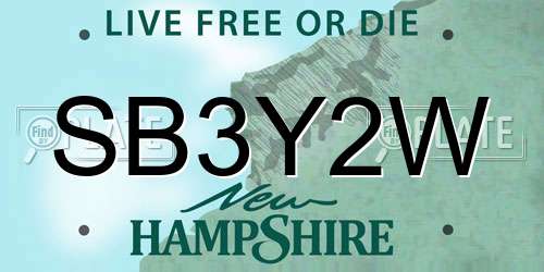 SB3Y2W New Hampshire License Plate