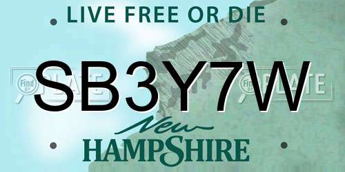 SB3Y7W New Hampshire License Plate