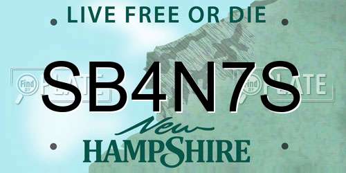 SB4N7S New Hampshire License Plate