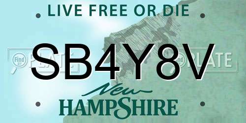 SB4Y8V New Hampshire License Plate