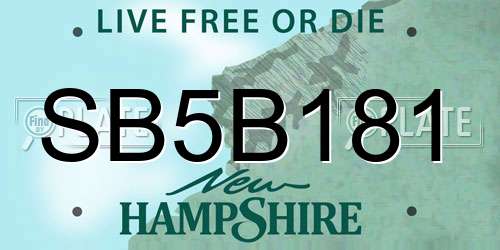 SB5B181 New Hampshire License Plate