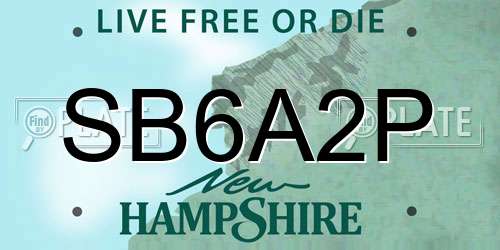 SB6A2P New Hampshire License Plate
