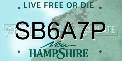 SB6A7P New Hampshire License Plate