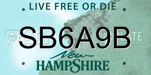 SB6A9B New Hampshire License Plate