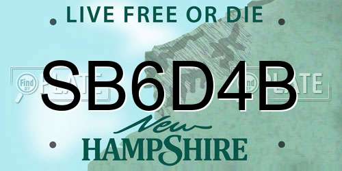 SB6D4B New Hampshire License Plate