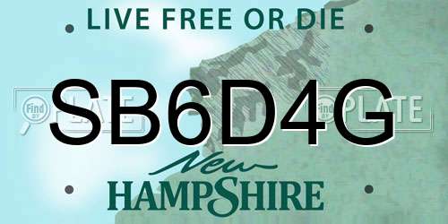 SB6D4G New Hampshire License Plate