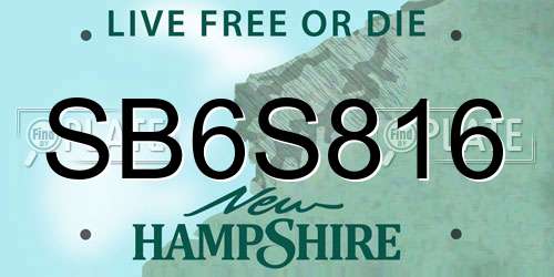SB6S816 New Hampshire License Plate