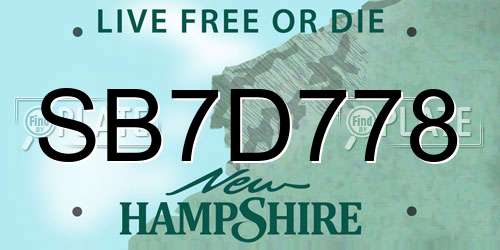 SB7D778 New Hampshire License Plate