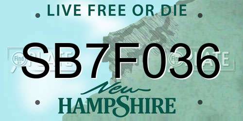 SB7F036 New Hampshire License Plate