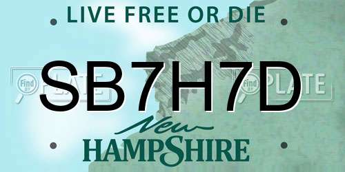 SB7H7D New Hampshire License Plate