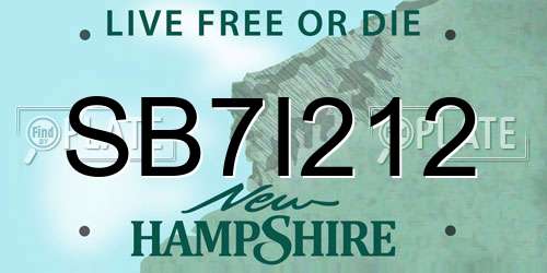 SB7I212 New Hampshire License Plate
