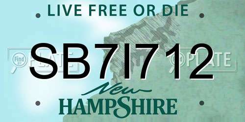 SB7I712 New Hampshire License Plate