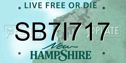 SB7I717 New Hampshire License Plate