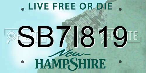 SB7I819 New Hampshire License Plate