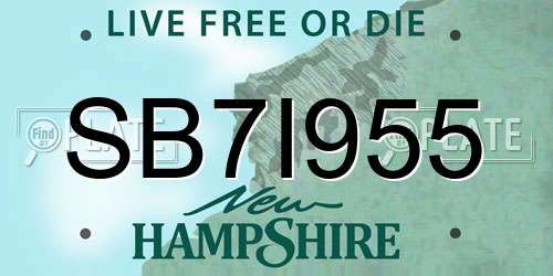 SB7I955 New Hampshire License Plate