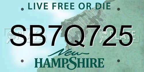 SB7Q725 New Hampshire License Plate