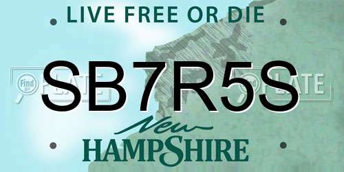 SB7R5S New Hampshire License Plate