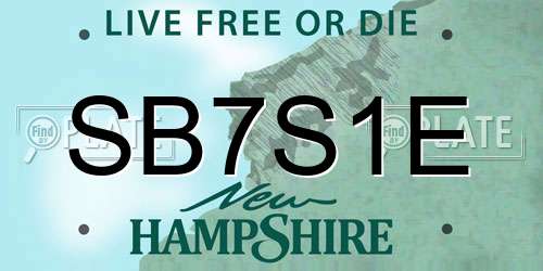 SB7S1E New Hampshire License Plate