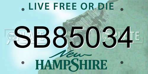 SB85034 New Hampshire License Plate