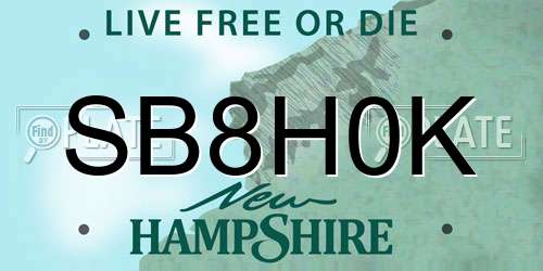 SB8H0K New Hampshire License Plate