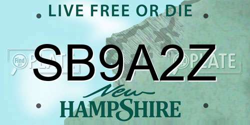 SB9A2Z New Hampshire License Plate