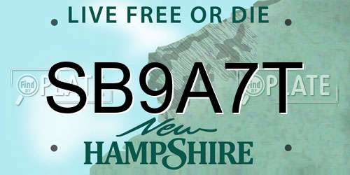 SB9A7T New Hampshire License Plate