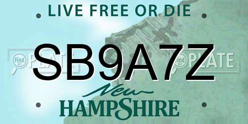SB9A7Z New Hampshire License Plate