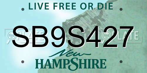 SB9S427 New Hampshire License Plate