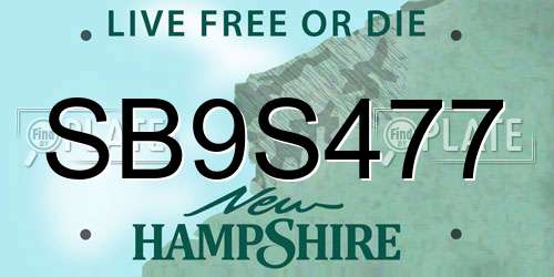 SB9S477 New Hampshire License Plate