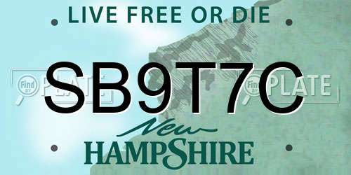 SB9T7C New Hampshire License Plate