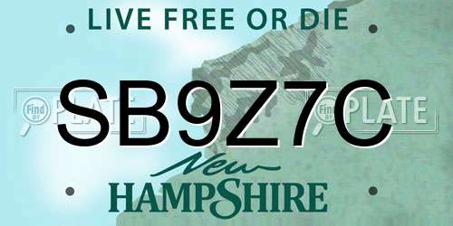 SB9Z7C New Hampshire License Plate