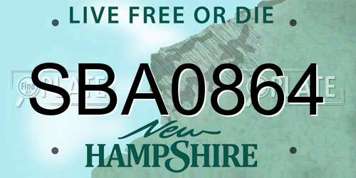 SBA0864 New Hampshire License Plate