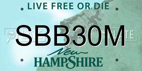 SBB30M New Hampshire License Plate