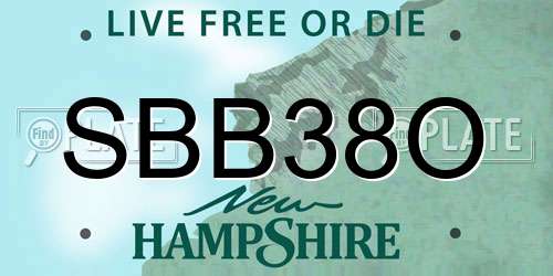 SBB38O New Hampshire License Plate