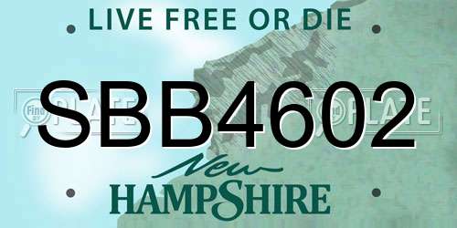 SBB4602 New Hampshire License Plate